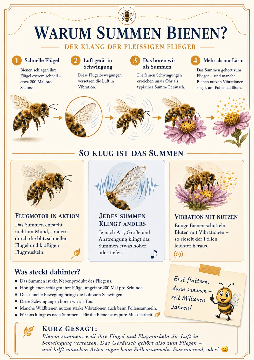 Warum summen Bienen? – Infotafel von Fauna Mibaso