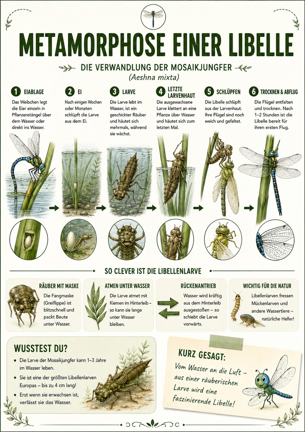 Metamorphose einer Libelle – eine Infotafel von Fauna Mibaso